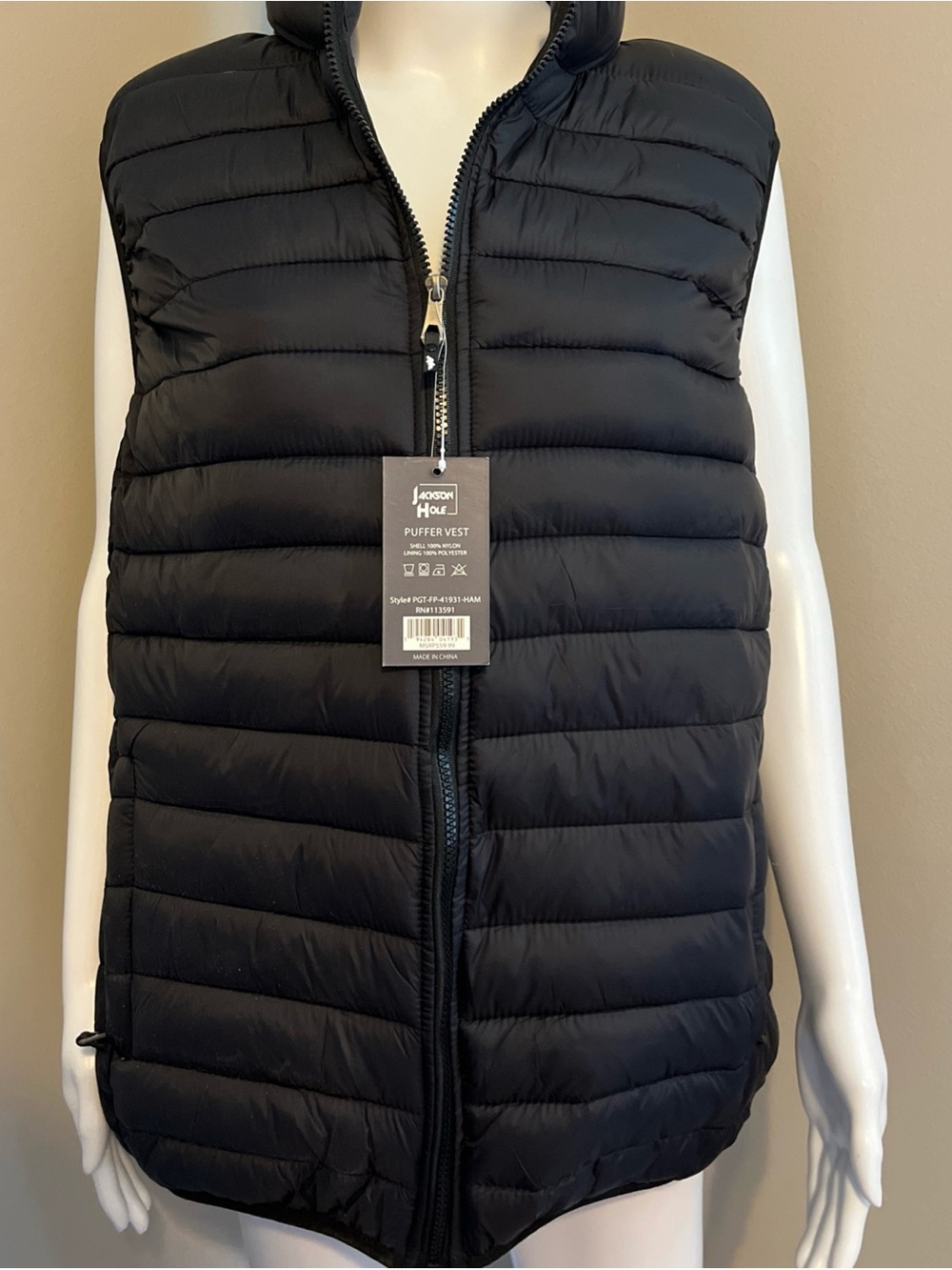 Black Puffer Vest Jackson Hole M
